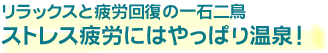 リラックスと疲労回復の一石二鳥　ストレス疲労にはやっぱり温泉！